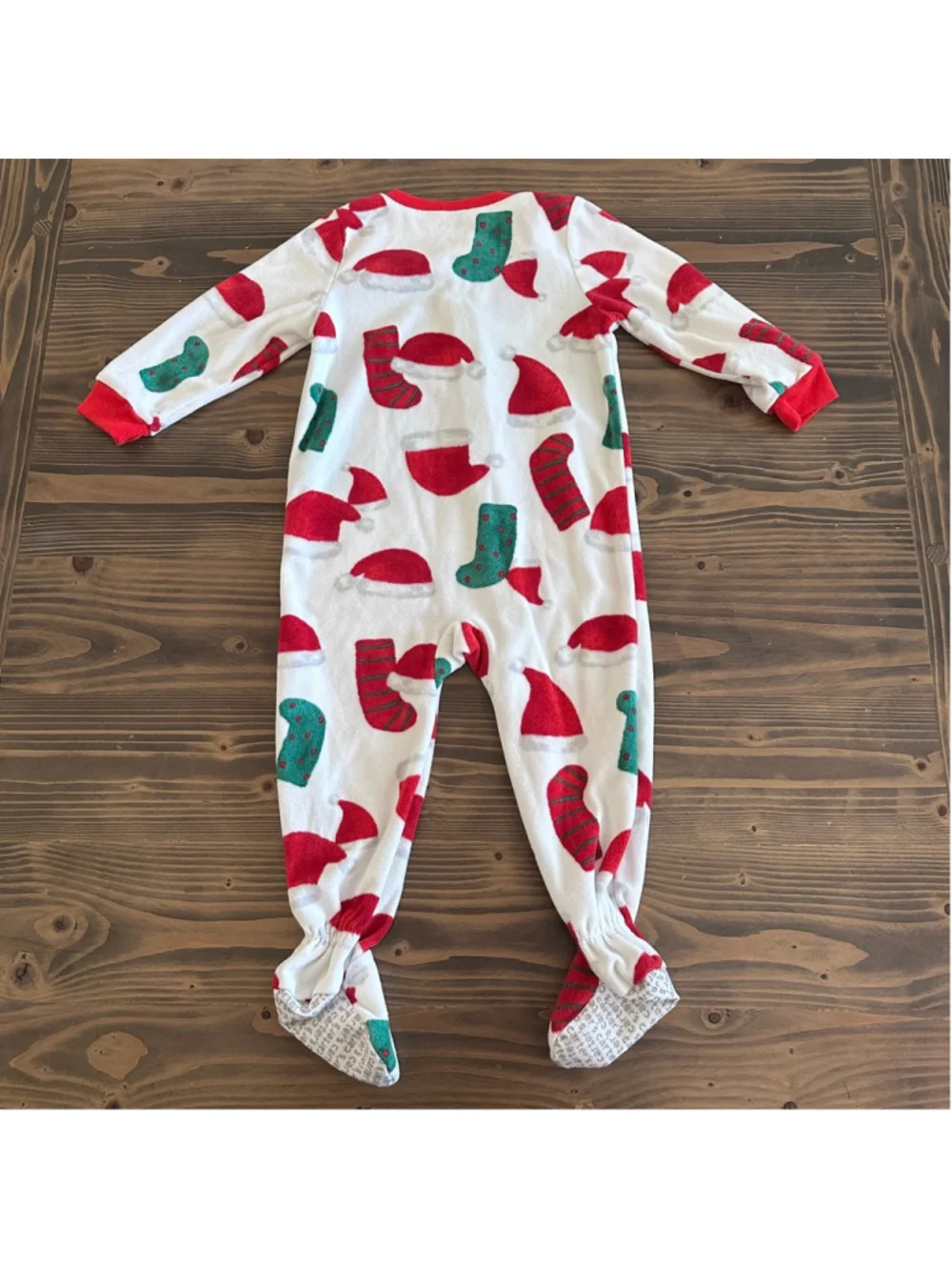 Baby Carter's Christmas Pajamas 24M White Red Santa Fleece Footed Sleeper